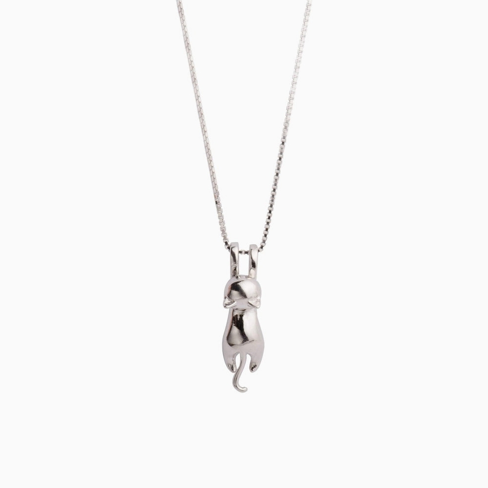 Silver Cat Pendant Necklace